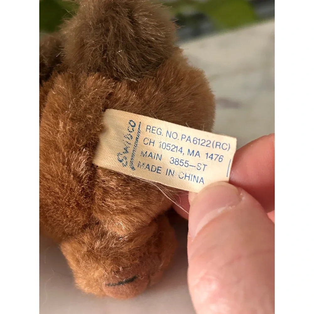 Vintage 1997 Puffkins Biff Buffalo Plush Keychain Swibco Brown Bison 6628-K